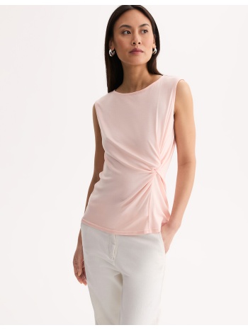 αμάνικο μπλουζάκι με ντραπέ και στρογγυλή λαιμόκοψη