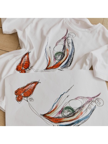 κοντομάνικο μπλουζάκι με στρογγυλή λαιμόκοψη και γραφικό