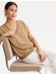 πλεκτή μπλούζα με v λαιμόκοψη