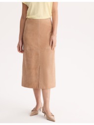 ίσια δερμάτινη σουέτ φούστα