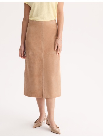 ίσια δερμάτινη σουέτ φούστα