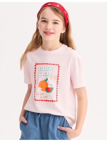 κοντομάνικο t-shirt με στρογγυλή λαιμόκοψη και στάμπα με