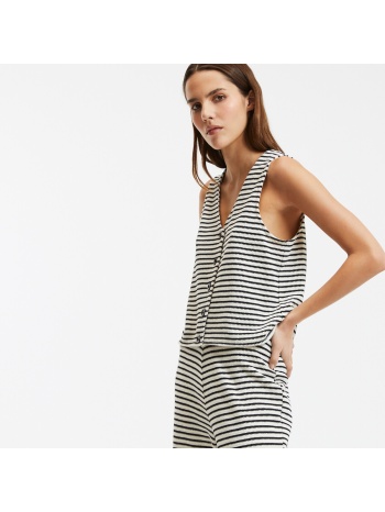 αμάνικη ζακέτα με ρίγες