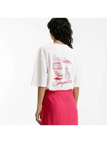 κοντομάνικο t-shirt με στρογγυλή λαιμόκοψη και στάμπα στην