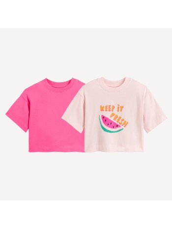 σετ 2 κοντομάνικα t-shirts με στρογγυλή λαιμόκοψη