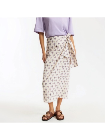 μίντι φούστα σε στιλ κρουαζέ με στάμπα και δέσιμο