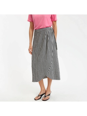 μίντι φούστα με σταυρωτό σχέδιο και καρό μοτίβο