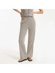παντελόνι με φαρδιά γραμμή από ριγέ πλεκτό ύφασμα