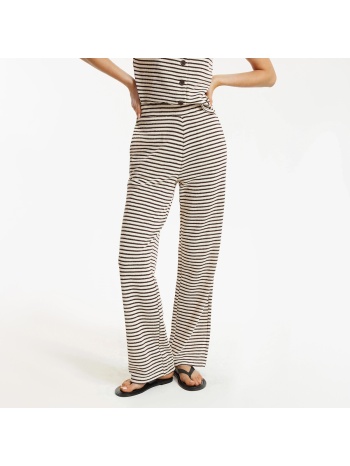 παντελόνι με φαρδιά γραμμή από ριγέ πλεκτό ύφασμα