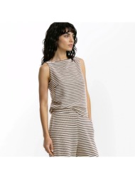 αμάνικο τοπ με στρογγυλή λαιμόκοψη σε ριγέ πλέξη crochet