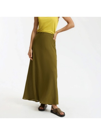 μακριά φαρδιά φούστα από βισκόζη και λινό