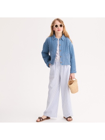 παντελόνι φαρδύ με λάστιχο στη μέση και ριγέ σχέδιο