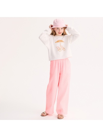 παντελόνι φαρδύ με λάστιχο στη μέση και ριγέ σχέδιο