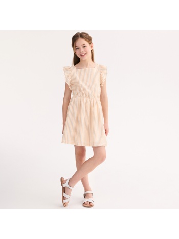 ριγέ αμάνικο φόρεμα με βολάν