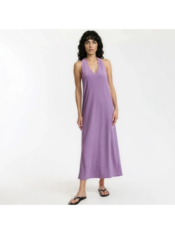 μακρύ αμάνικο φόρεμα από λινό και βισκόζη