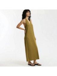 μακρύ αμάνικο φόρεμα από λινό και βισκόζη