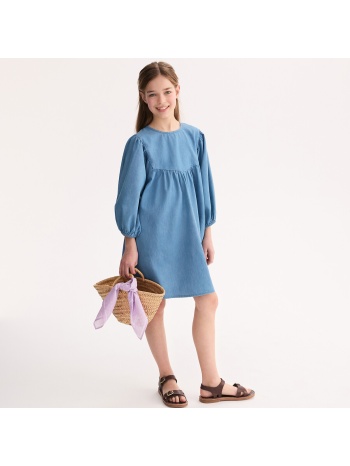 φόρεμα με 3 4 μανίκια από ελαφρύ τζιν