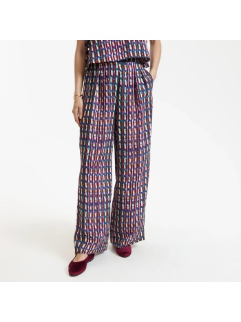 παντελόνι φαρδύ με λάστιχο στη μέση και σχέδιο