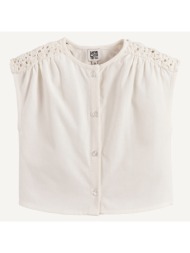 αμάνικη μπλούζα από βαμβάκι με μακραμέ λεπτομέρειες στους ώμους