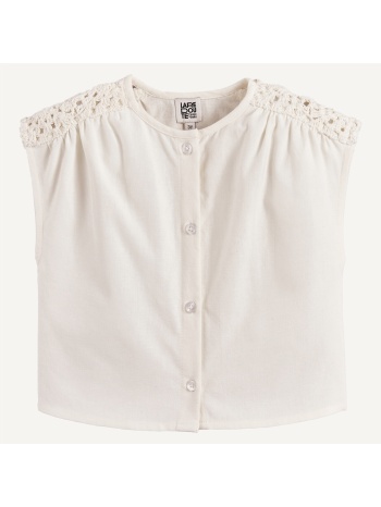 αμάνικη μπλούζα από βαμβάκι με μακραμέ λεπτομέρειες στους