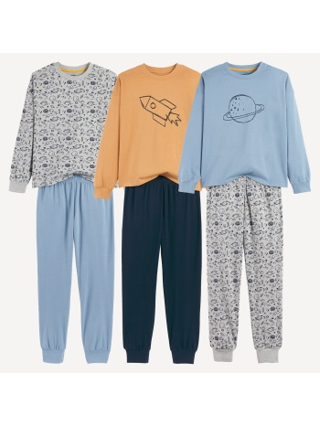 σετ 3 βαμβακερές πιτζάμες με θέμα πλανήτες