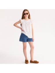 μπλούζα με αγγλική δαντέλα και βολάν