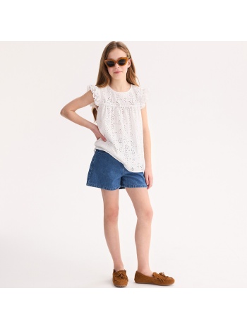 μπλούζα με αγγλική δαντέλα και βολάν