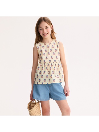 αμάνικη μπλούζα με φλοράλ σχέδιο