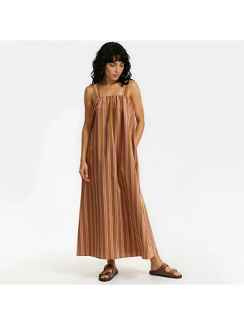 μακρύ ριγέ βαμβακερό φόρεμα με τιράντες