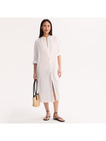 μακριά τουνίκ με γιακά μάο από βαμβακερό βουάλ