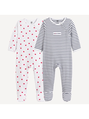 σετ 2 ολόσωμες πυτζάμες από βαμβάκι