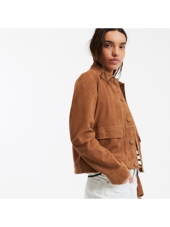 κοντό δερμάτινο σουέτ jacket signature abelle σε προσφορά