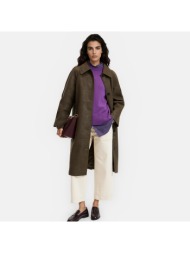 μακρύ παλτό από συνθετικό πολυέστερ με παλαιωμένη όψη