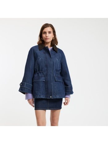 denim παρκά με φερμουάρ και κοτλέ γιακά σε προσφορά