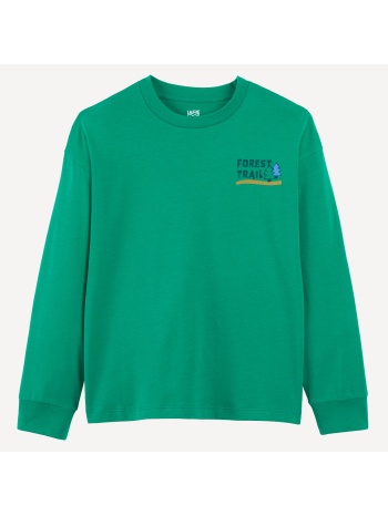 μακρυμάνικο t-shirt με στρογγυλή λαιμόκοψη και τύπωμα δάσος