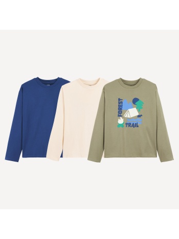 σετ 3 t-shirts με μακριά μανίκια και τύπωμα