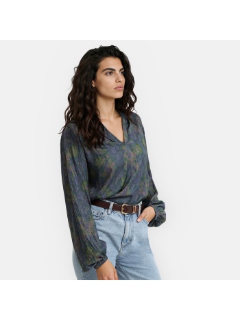 μακρυμάνικη μπλούζα σε ρευστή γραμμή με μοτίβο λαχούρια