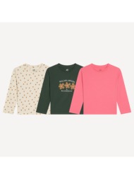 σετ 3 μακρυμάνικα t-shirts με στρογγυλή λαιμόκοψη