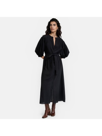 midi φόρεμα από βισκόζη με φουσκωτά μανίκια