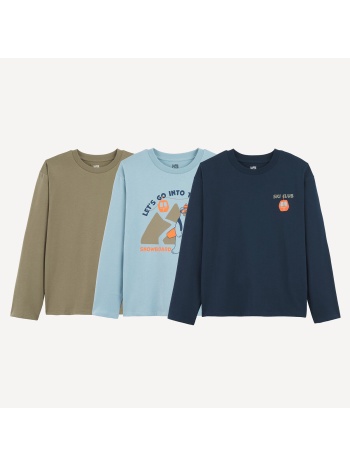σετ 3 μακρυμάνικα t-shirts με θέμα το σκι