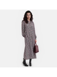 μίντι φόρεμα-πουκάμισο με μακριά μανίκια και γραφικό τύπωμα
