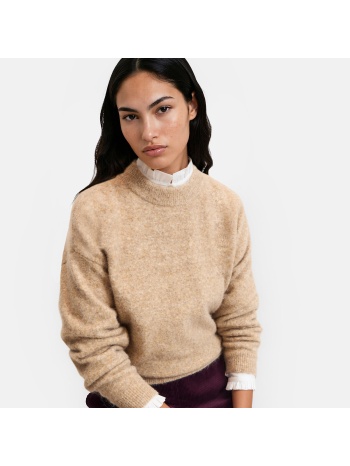 κοντό oversized πλεκτό με στρογγυλή λαιμόκοψη και χαμηλή