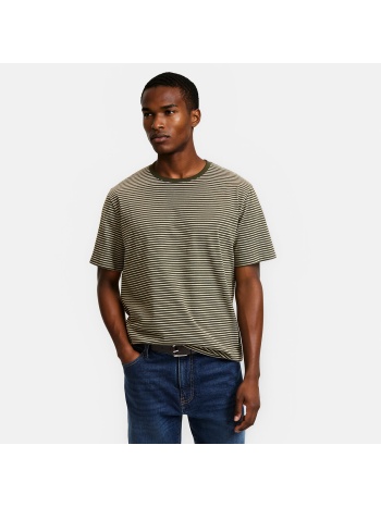 βαμβακερό t-shirt με λεπτές ρίγες
