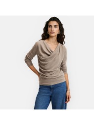 μακρυμάνικο ντραπέ t-shirt από μείγμα βισκόζης