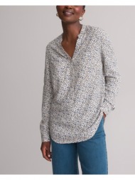 μακρυμάνικη μπλούζα με v και φλοράλ μοτίβο