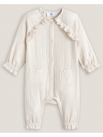 μακρύ ολόσωμο φορμάκι από βαμβακερή γάζα με βολάν