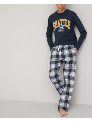 πιτζάμα με μοτίβο seattle και καρό παντελόνι