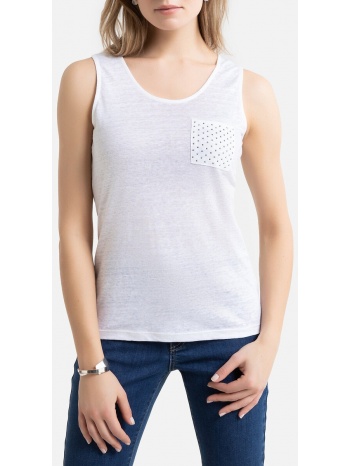 αμάνικη μπλούζα από λινό με στρογγυλή λαιμόκοψη