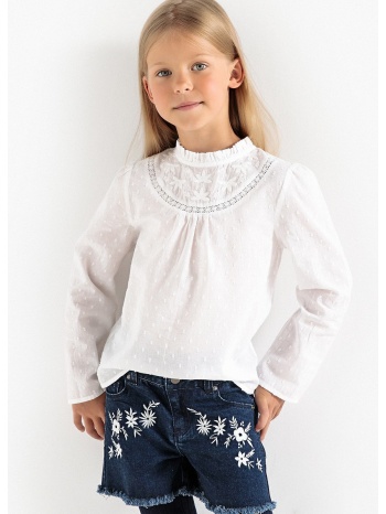 μακρυμάνικη μπλούζα με κεντημένα πουά, 3-12 ετών