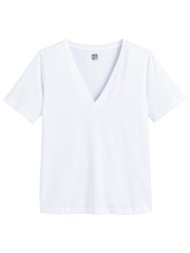 κοντομάνικη μπλούζα με v